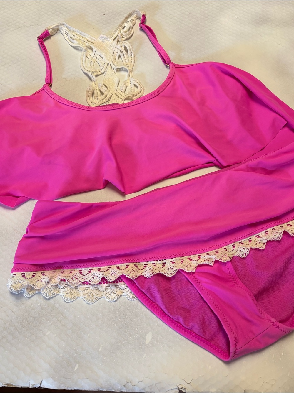 Jessica Simpson Pink Feminine 2 Piece Bikini Bathing Suit Women’s Sz XL